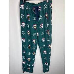 Life Is Good Dog Santa Pattern Pajama‎ Pants Men's Small NWT